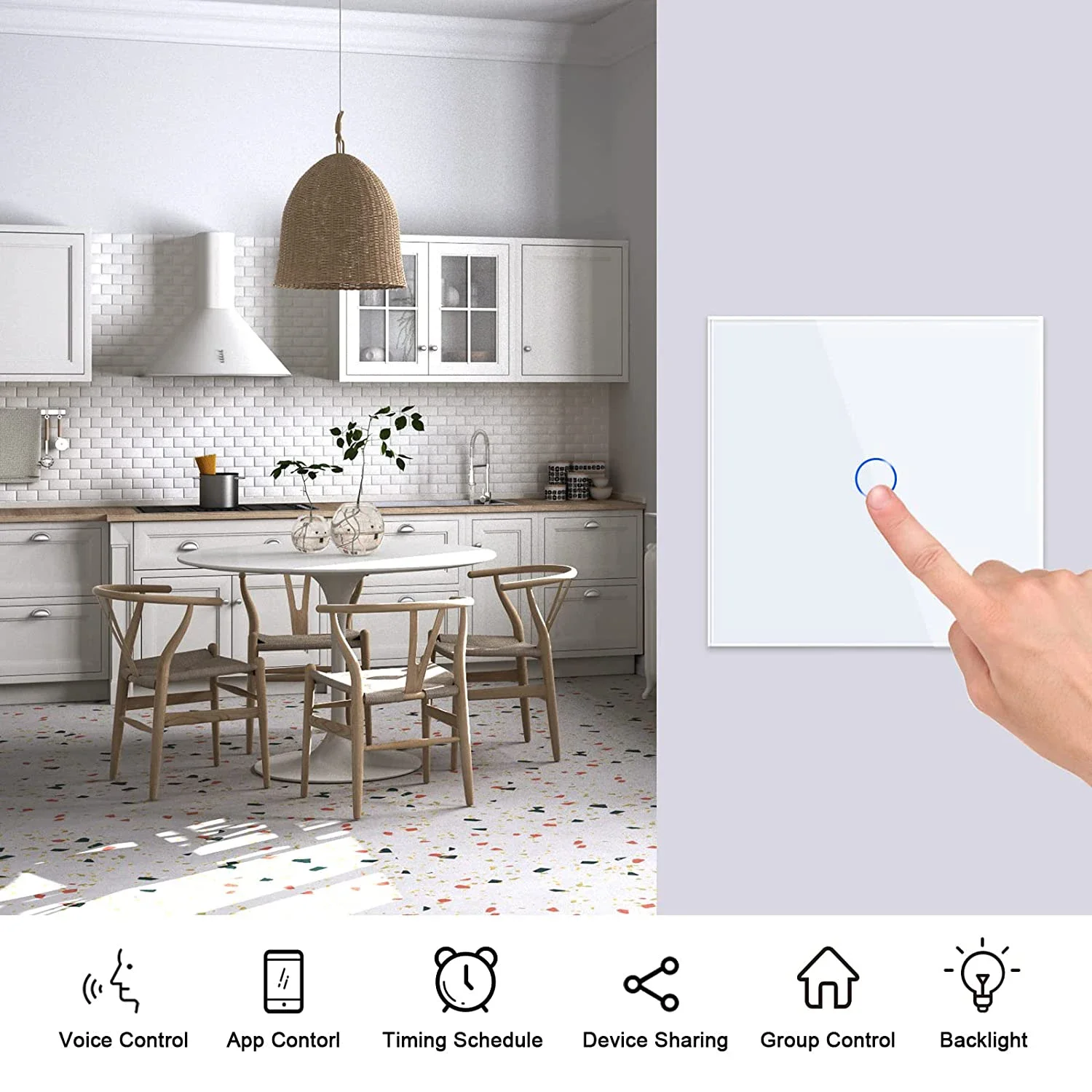 Tuya Wifi UE interruptores inteligentes 1/2/3/4 interruptor de luz táctil Sensor de pared 433mhz interruptores RF vida inteligente para Alexa Google Home Alice