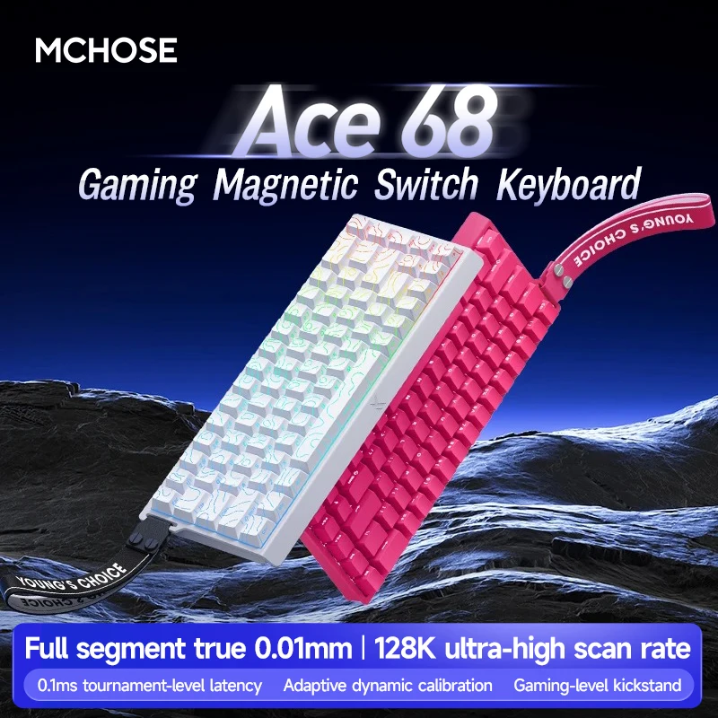 MCHOSE ACE68 ACE60 Pro teclado magnético mecánico con cable para juegos 0,01mm RapidTrigg 8000Hz SOCD/Rs 0,125 ms 128K velocidad de muestreo