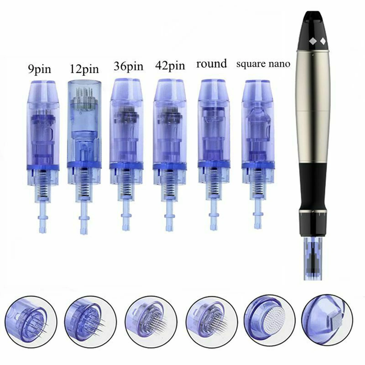 FDA 10 Chiếc Xanh Dương Dr. Pen Ultima A1 Kim Hộp Da Đổi Mới Microneedle Derma Bút Thay Thế Hình Xăm Đầu