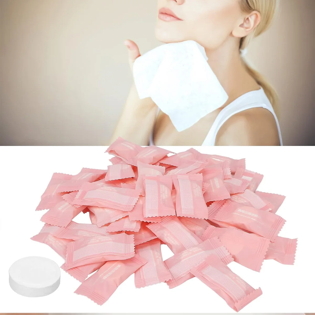 Asciugamano compresso Asciugamano viso portatile usa e getta Tessuto per monete in cotone adatto per viaggi, campeggio, escursionismo, sport, saloni di bellezza