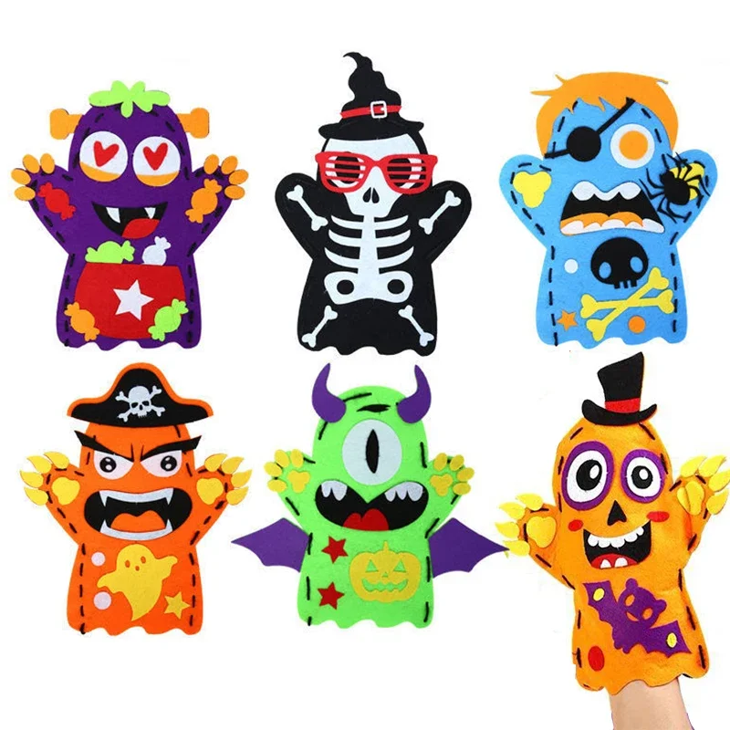 Pelúcia de pelúcia Animais Brinquedos para Crianças, Hand Finger Story, Puppet, Handmade DIY Dolls, Brinquedos Educativos do Bebê, Halloween e Presentes de Natal, 3PCs