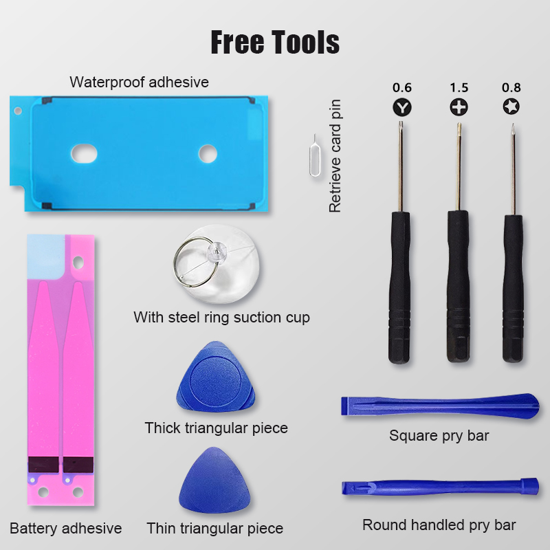 0 Cycle High Capacity Battery For iPhone 11 11Pro 12Pro 12 13 14 13Pro 14Pro Max Mini Phone Bateria + Free Tool Kit