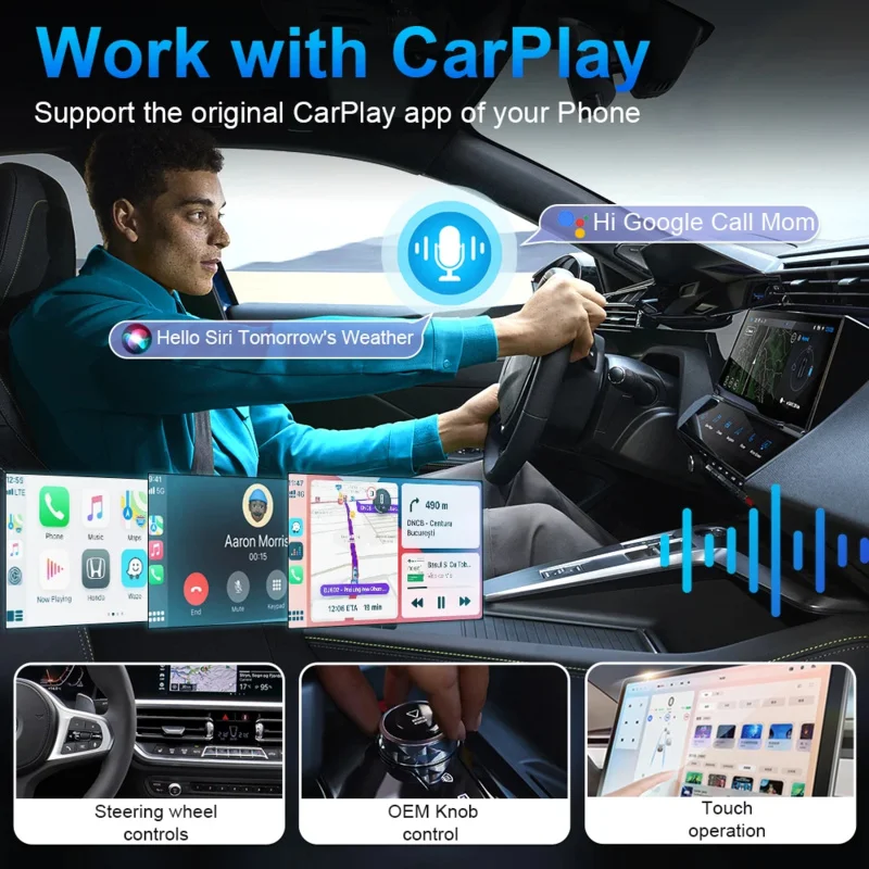 2 в 1 проводной к беспроводному адаптеру CarPlay Android Auto для OEM автомобильной стереосистемы с USB-ключом Smart Mini Box Plug and Play Bluetooth