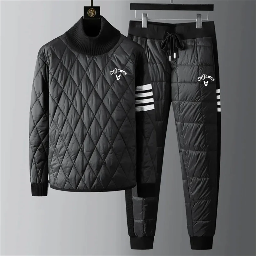 Autumn Winter Down Cotton Golf Two Piece Set New Men Golf Jacket Windbreaker Hedge Men Golf Clothing Golf Pants Men's Golf Wear