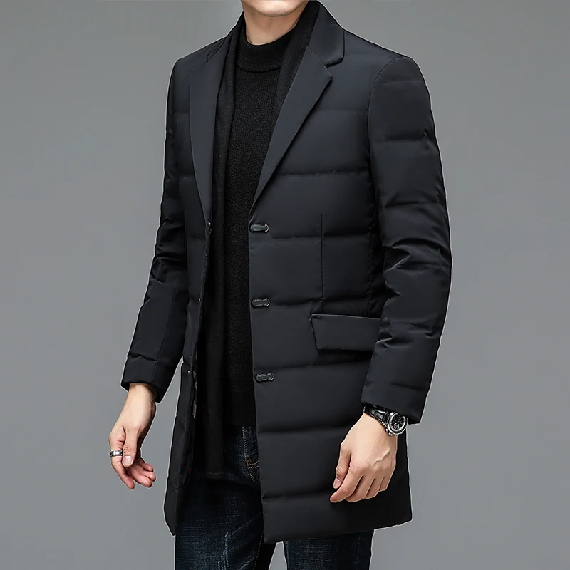 Moda masculina de inverno de alta qualidade jaqueta 90% pato branco para baixo casaco quente com cachecol removível terno colarinho M-4XL tamanhos