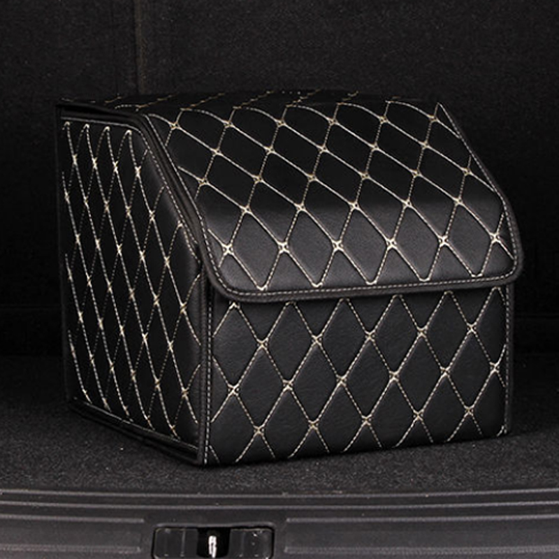 Caixa de armazenamento do tronco do carro do couro do plutônio, portátil, dobrável, multiuso, saco do tronco do carro, caixa do armazenamento do auto, 30cm