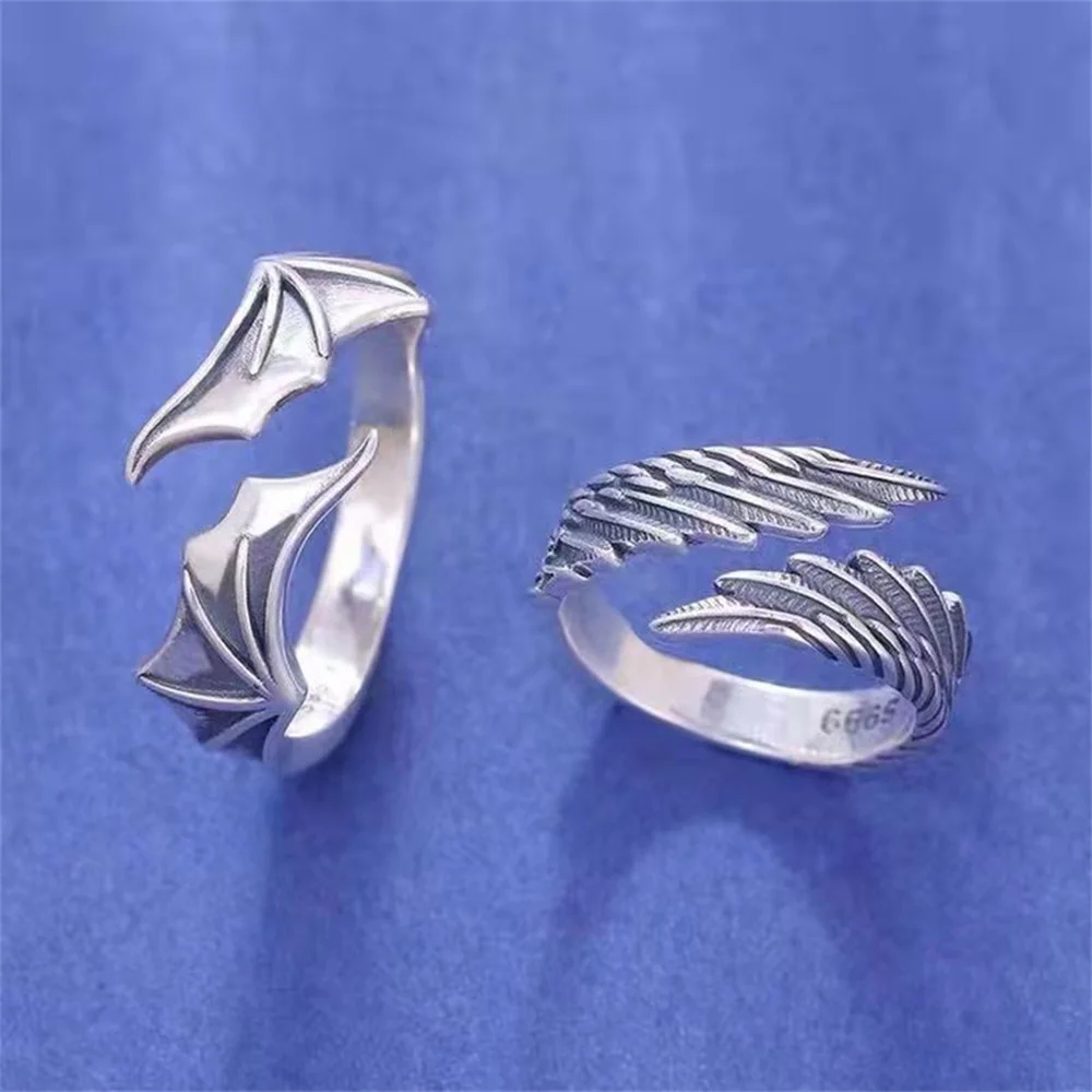 Anime Engel Dämon Paar Ringe für Frauen Männer Mode Tier verstellbar offener Ring Versprechen passende Paar Ring Party Geschenke
