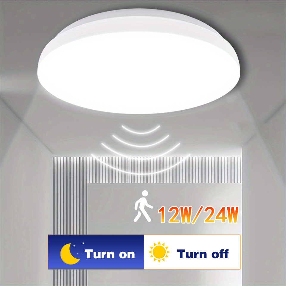 Runde LED-Deckenleuchte mit Bewegungsmelder, 18 W, 24 W, AC85–265 V, moderne Innendeckenleuchte, Wohnzimmer, Heim- und Dekorationsbeleuchtung