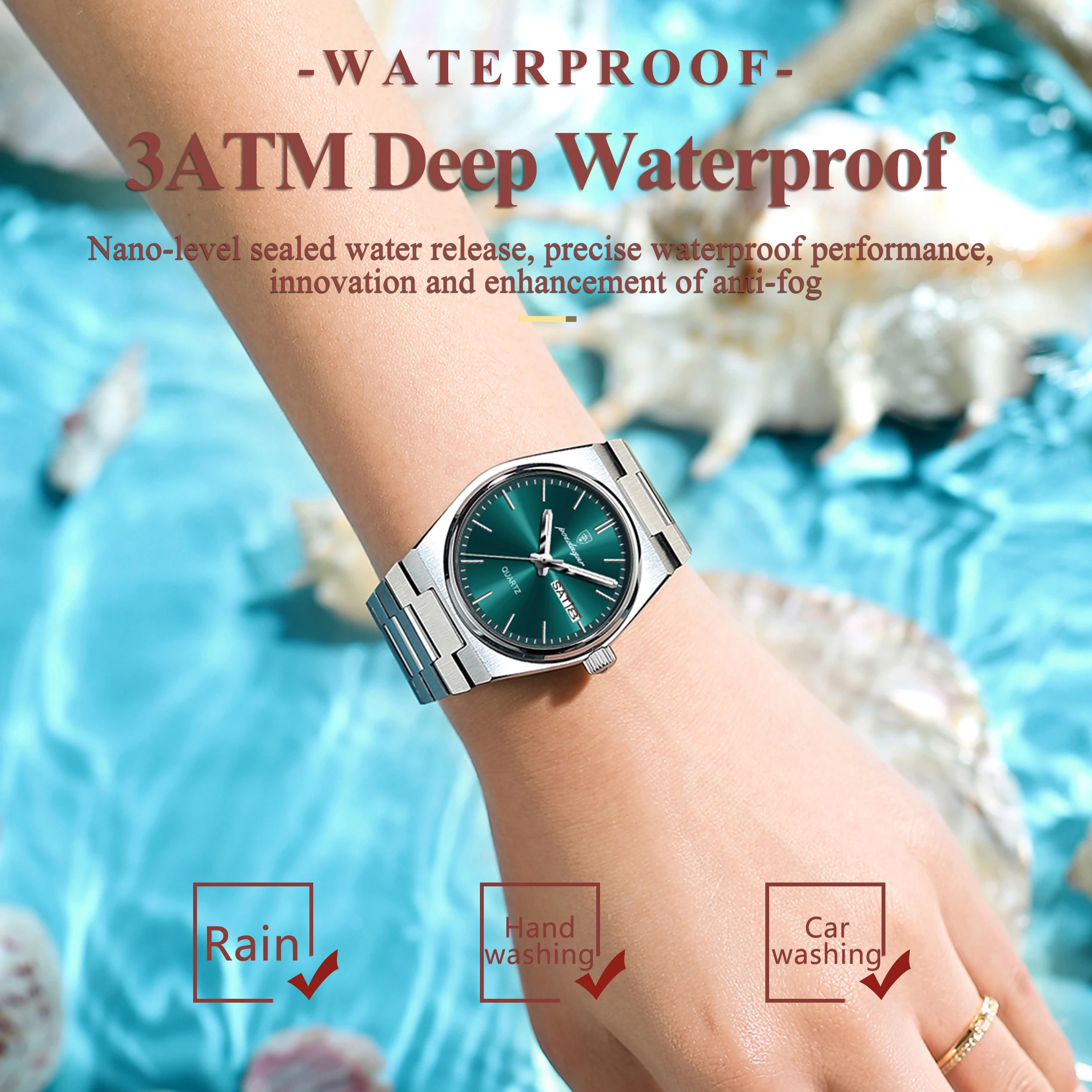 Reloj POEDAGAR de lujo para mujer, elegante reloj de cuarzo, resistente al agua, luminoso, fecha, semana, relojes de acero inoxidable para mujer