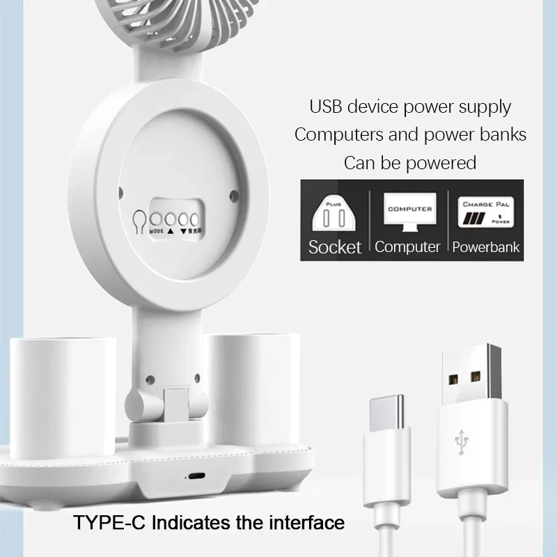 Lampada da tavolo a LED con ventilatore e orologio Lampada da lettura da scrivania per studio Luce notturna Luminosità regolabile
