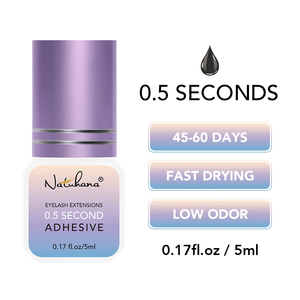 NATUHANA 5Ml 1 Thứ Hai Khô Nhanh Mạnh Mẽ Giả Mắt Mi Nối Dài Keo Dính Giữ 5-7 Tuần Thấp mùi Chồn Lông Mi Keo