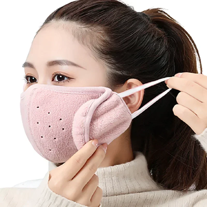 1 PcฤดูหนาวWindproofหน้ากากEarmuff 2-In-1หนาขนแกะBreathableรถจักรยานยนต์ขี่จักรยานFace Maskจักรยานขี่Sportmask