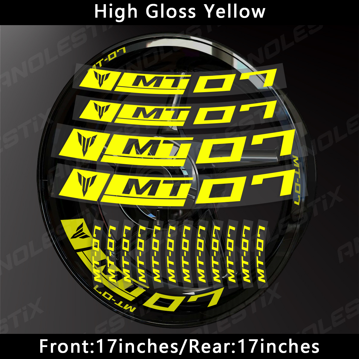 AnoleStix-pegatina reflectante para rueda de motocicleta, calcomanía para cubo, cinta de raya de llanta para YAMAHA MT-07 MT07