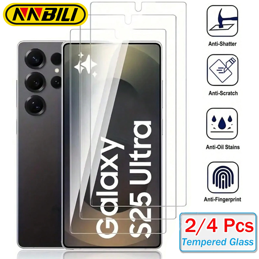 NNBILI 2-4 Stück gehärtetes Glas Displayschutzfolie für Samsung Galaxy S25 Edge S24 Plus Ultra S24FE Klare Schutzhülle Glasfolie