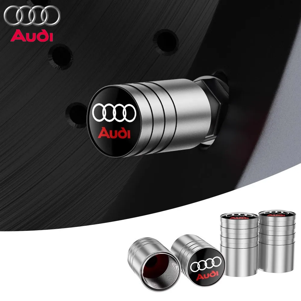 4 Uds. Tapas de válvula de aire de neumático de rueda de coche de aluminio cubierta antipolvo con logotipo de marca de Color para AUDI RS S SLINE A4 A3 A6 Q3 quattro Q7 TT B8 8P