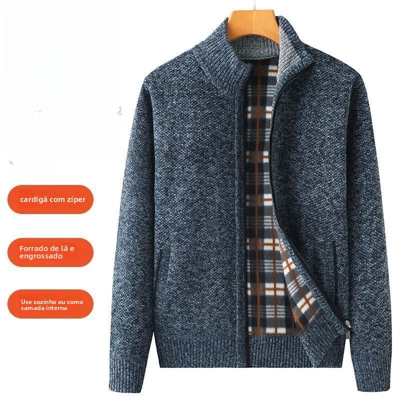 Casaco de Mole Masculino de Lã ssa para Pais, Blusão Quente de Inverno para Homens de Meia-Idade e Idosos, Agasalho Mas...
