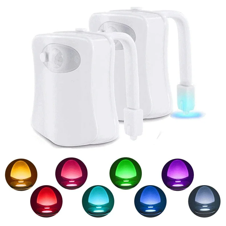 Luz LED nocturna inalámbrica con Sensor de movimiento, lámpara RGB de 8/16 colores, luz de ambiente para baño, luces nocturnas con Sensor colorido