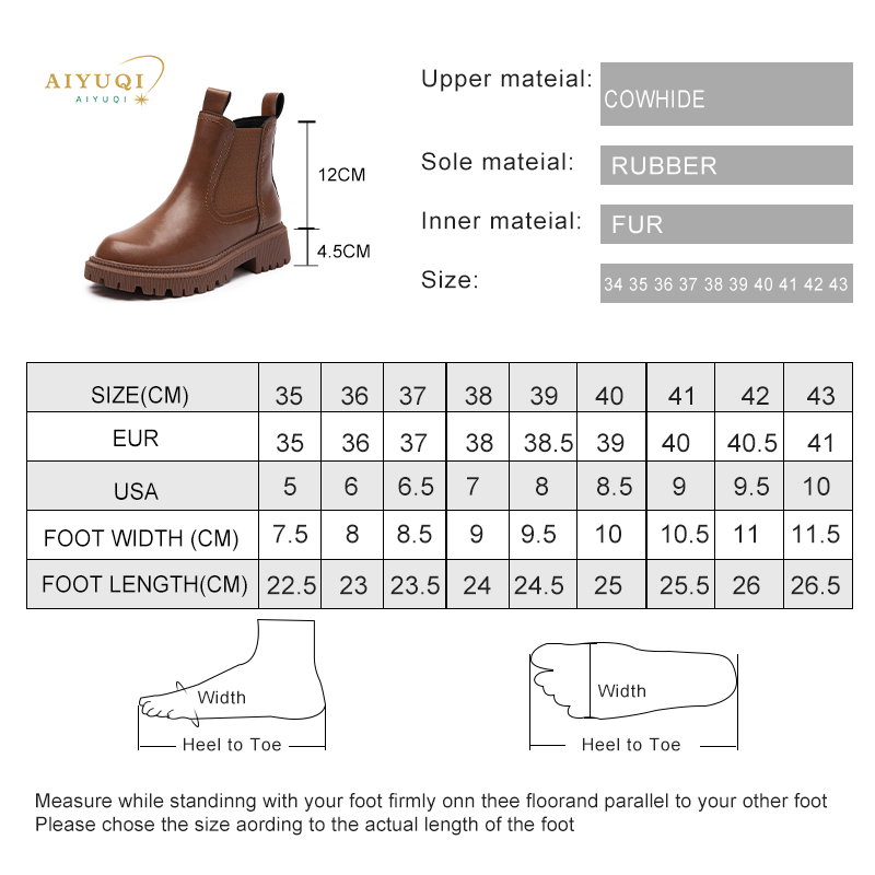 AIYUQI, botas Chelsea para mujer de piel auténtica, nueva moda Otoño Invierno, botines para mujer, botas Retro de invierno para mujer WHSLE MTO