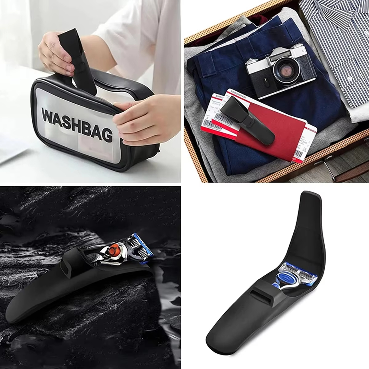 1pc Razor Cases Geeignet Für Koffer Tragbare Silikon Schwarz Hohe Qualität männer Manuelle Serie Razor Griff Silikon Hülse