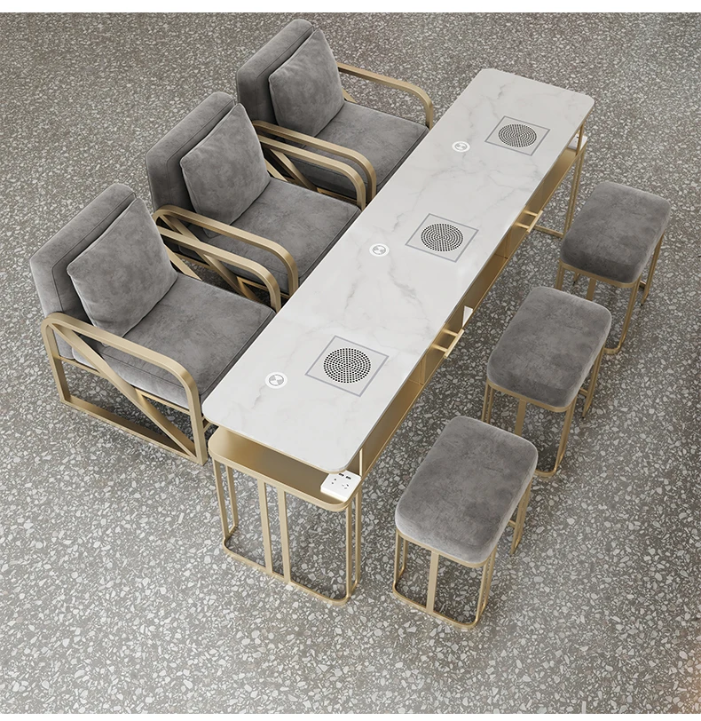 ゴールデンネイルマニキュアテーブルメタリックビューティーマニキュアデスクプロフェッショナルサロン美的家具 Nagelstyliste Benodigdheden