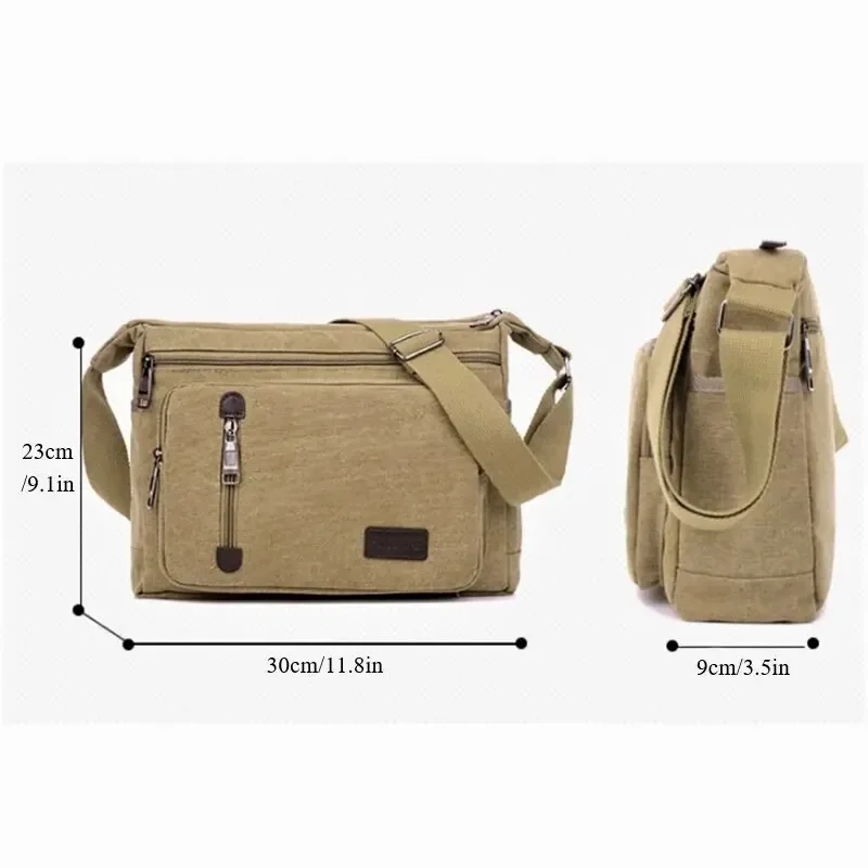 กระเป๋าสะพายผ้าใบขวดผู้ชายผู้หญิงสบายๆแฟชั่น Retro Crossbody Cross Square Multi Layered