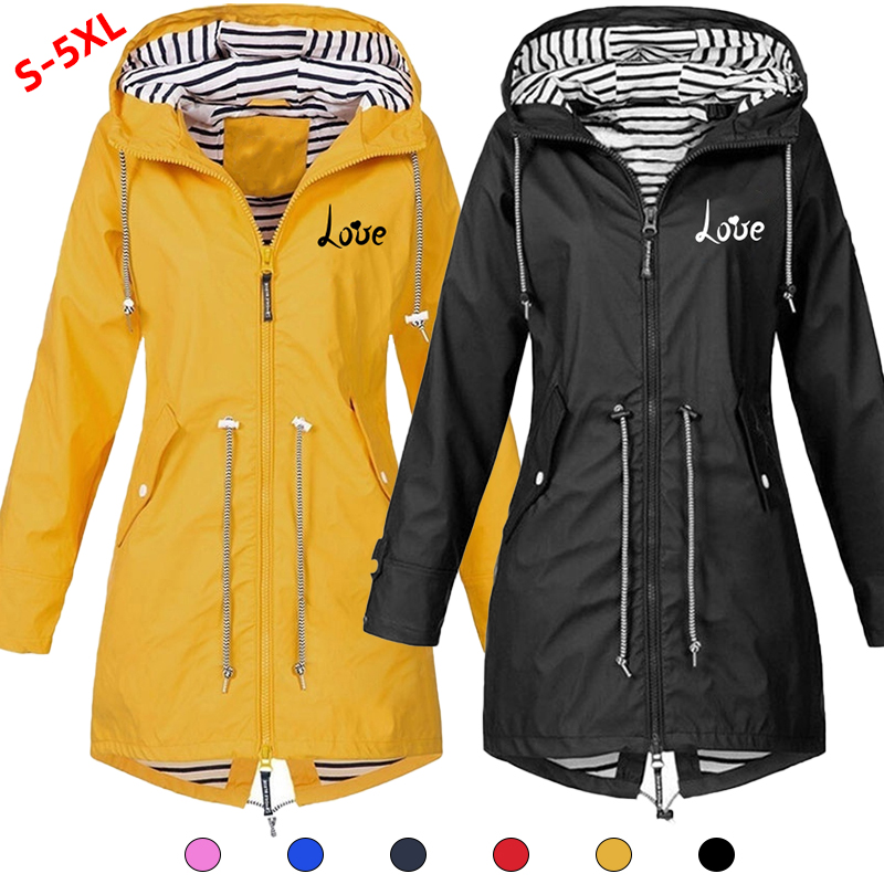Chaqueta impermeable a prueba de viento para mujer, abrigo con capucha de manga larga para escalada al aire libre, impermeable cortavientos a la moda (S-5XL), novedad de 2023