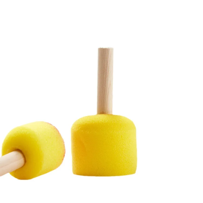 10 Pcs 세트 나무 손잡이 버섯 머리 스폰지 브러시 어린이 DIY 그림 스폰지 인감 세트 페인트 낙서 독특한 아트 브러쉬 만들기