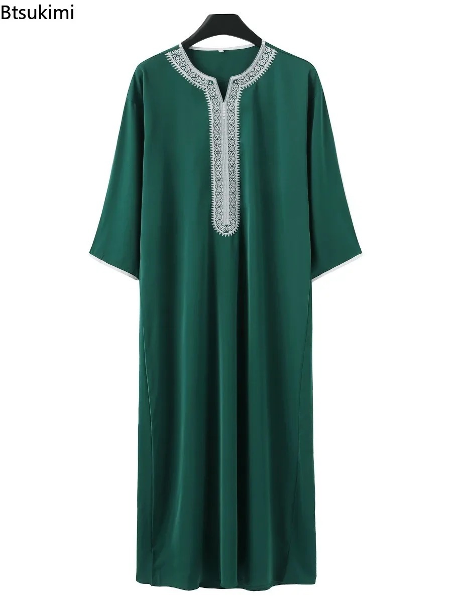 2025 roupas muçulmanas tradicionais masculinas eid oriente médio jubba thobe masculino thobe árabe muçulmano vestes com mangas curtas presente do marido