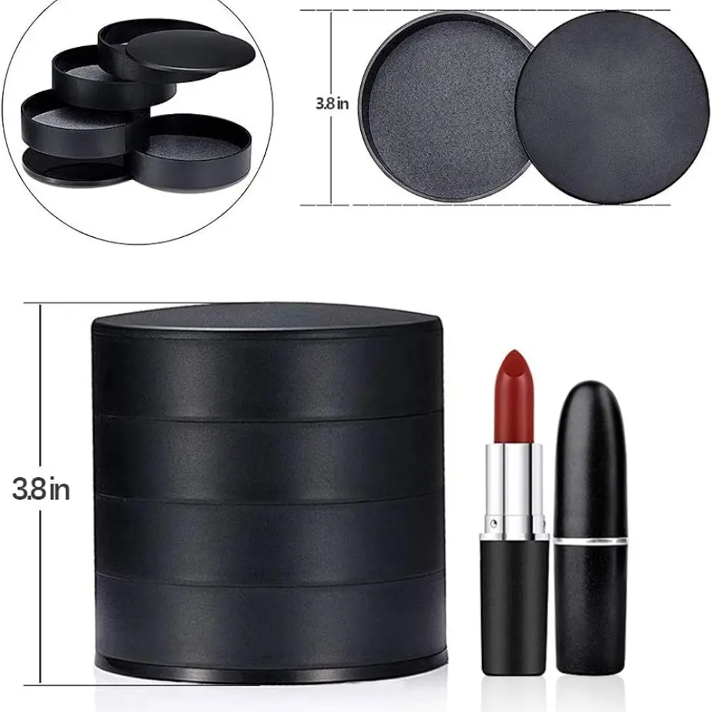 ที่ใส่ต่างหูแบบหมุนได้4ชั้นสร้อยสตรีกล่องเก็บจิวเวลรี่พร้อมฝาปิดสำหรับจัดเก็บสร้อยข้อมือแหวน