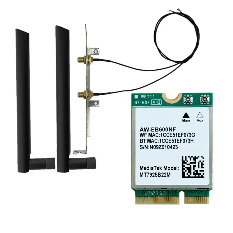 M2 MT7925 Wi-Fi 7 Lan-карта Bluetooth 5.3 Tri Band 2,4/5/6 ГГц 5400 Мбит/с Беспроводной адаптер M.2 NGFF для Win11/Lin WIFI 7