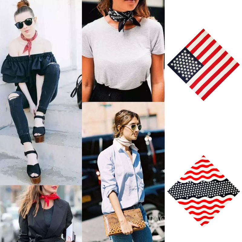 652F Bandana Kerchief Hip Hop Cờ Mỹ Sọc Tóc Cổ Khăn Mũ Đợi Đầu Đa Năng