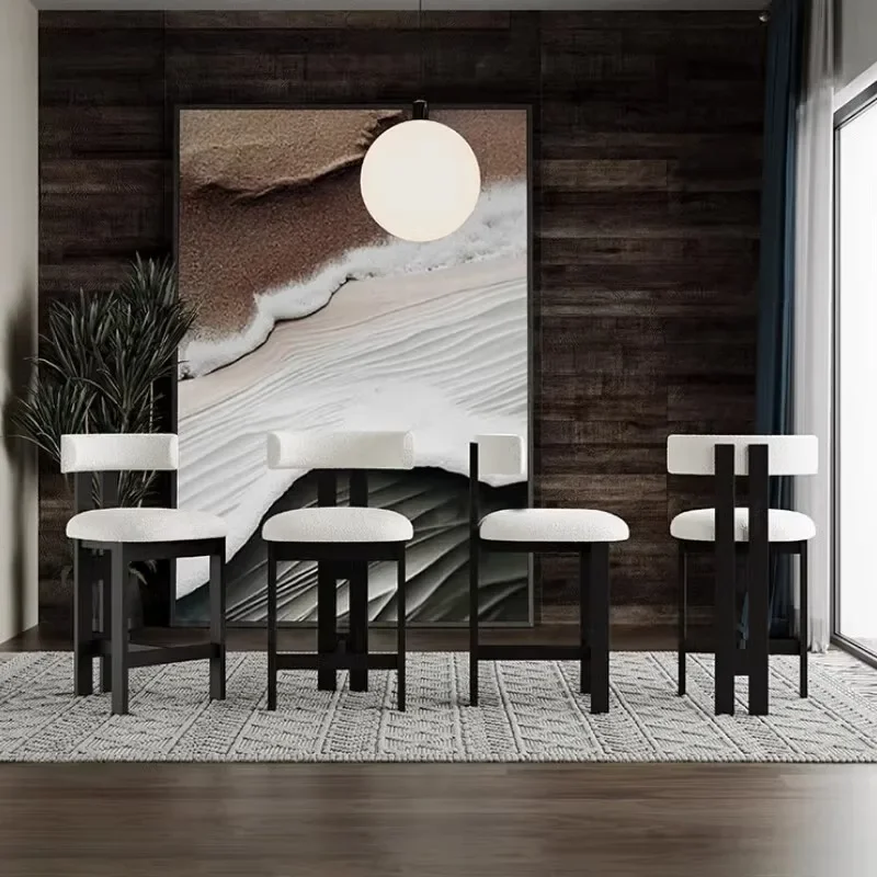 Nordic Solid Wood High Chairs Reception Soft Unique Lounge Bar Chairs Ergonomic Minimalist Restaurante Muebles Trendy Furniture