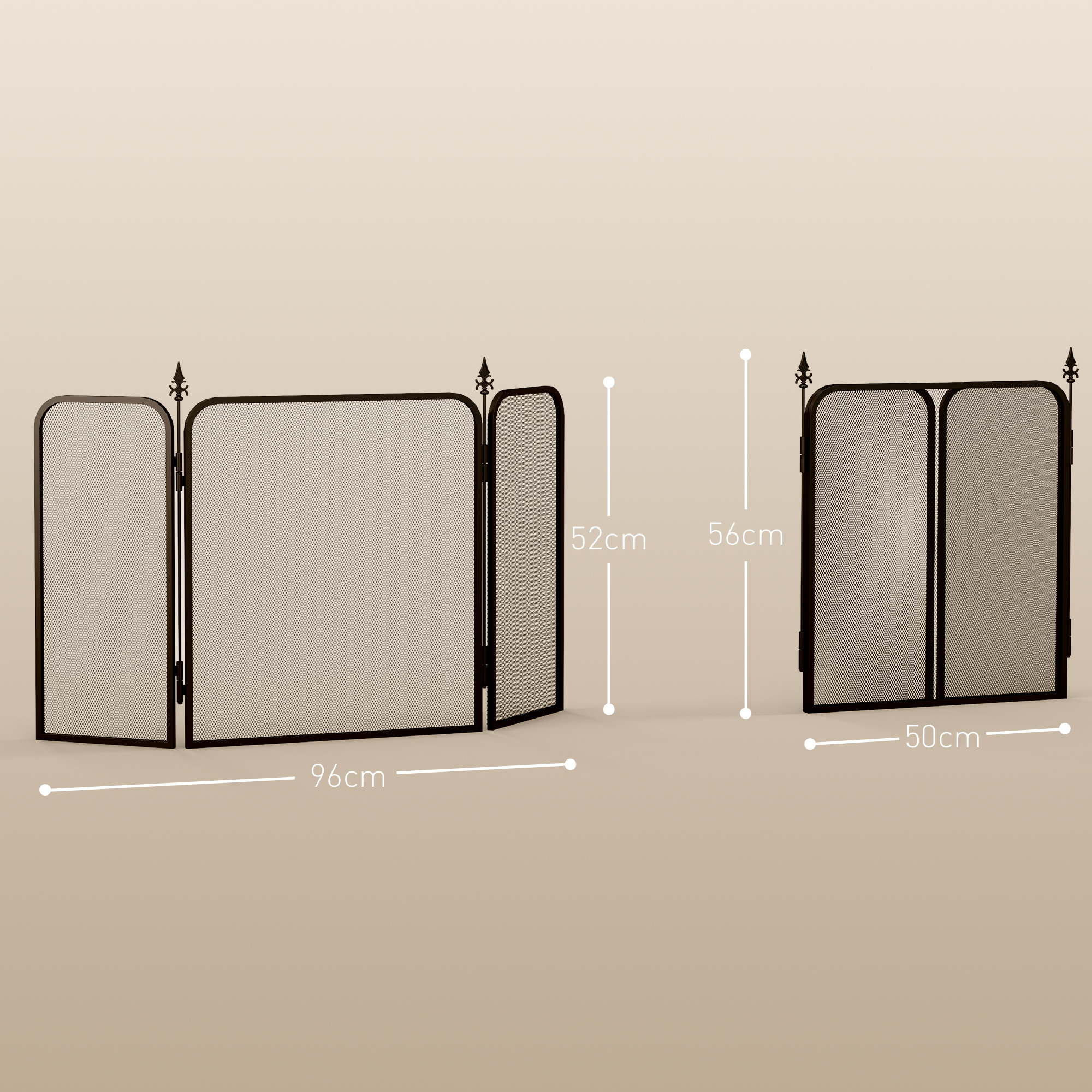 HOMCOM Salvachispas 3-teiliger Metallkamin 96x1,3x56 cm schwarz