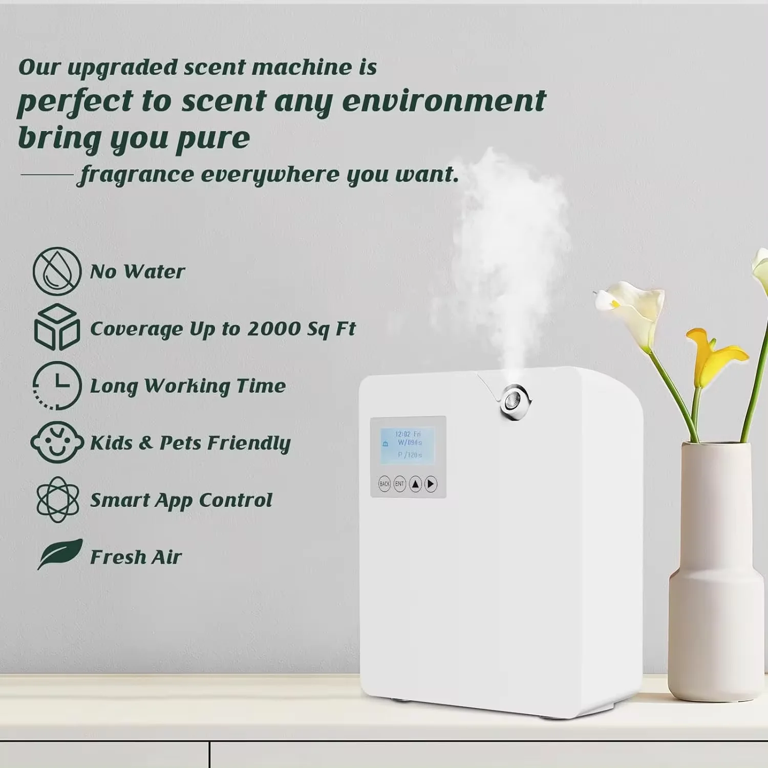บลูทูธสมาร์ท Aroma Diffuser โรงแรม Air Freshener เครื่องปรุง Diffuser ครอบคลุม 300m3 กลิ่นไฟฟ้าสําหรับ Home Smell Distributor