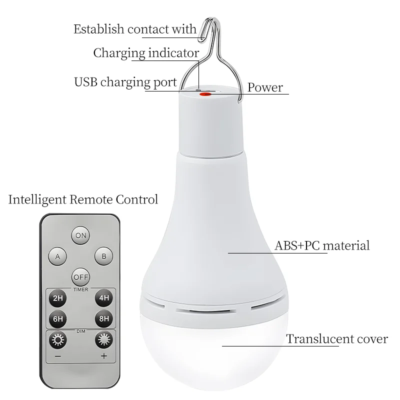 Luces solares impermeables con carga USB, lámparas LED de emergencia para exteriores e interiores
