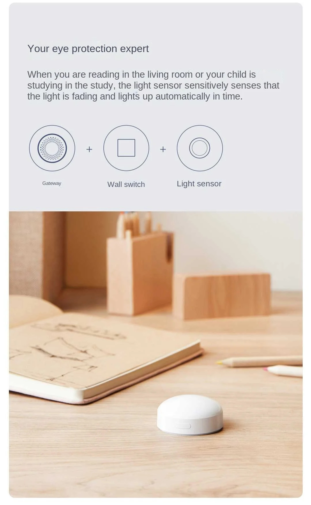 Aqara Lichtsensor T1 Zigbee 3.0 Helligkeitssensor Smart Induktion Lichtwechsel gesteuert durch Aqara Home Homekit LM-GZCGQ11LM