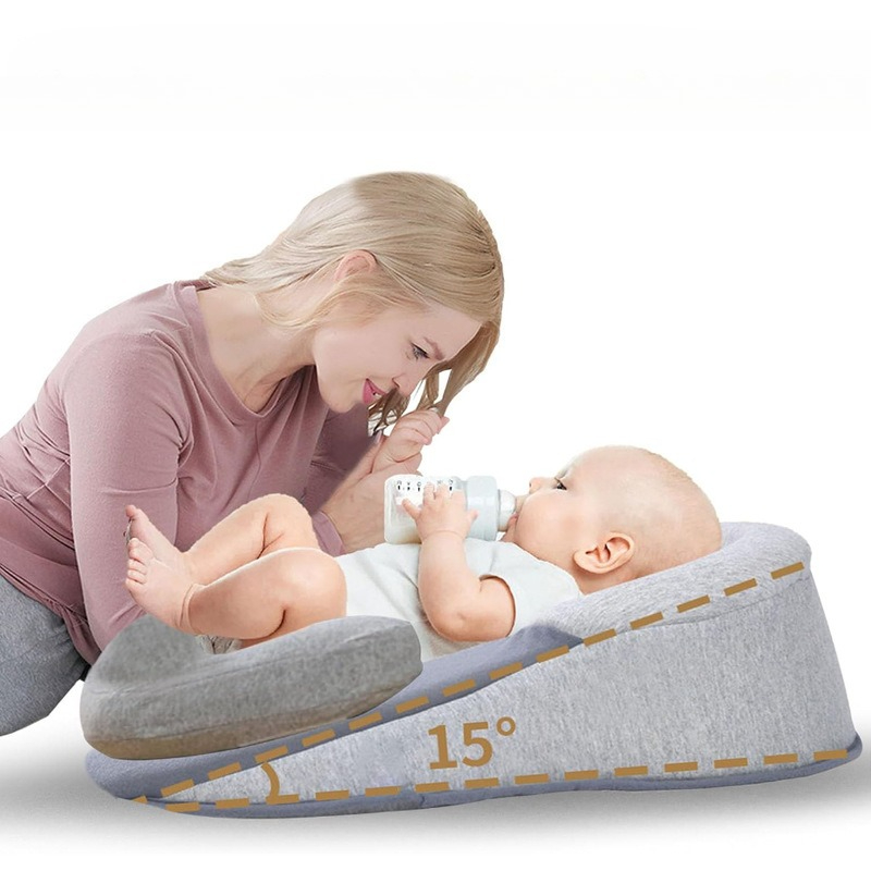 Travesseiro inclinado para bebês de grau médico, 100% algodão, cunha de enfermagem em forma de U, anti-refluxo, suporte de alimentação, prevenção de cuspe (0-12M)