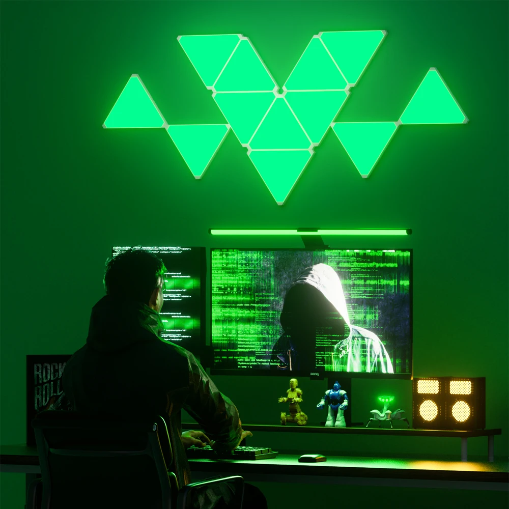 Lámparas triangulares LED súper delgadas con WIFI, Bluetooth, USB, aplicación TuYa, luz nocturna para juegos de ordenador, decoración de dormitorio, luz de pared interior