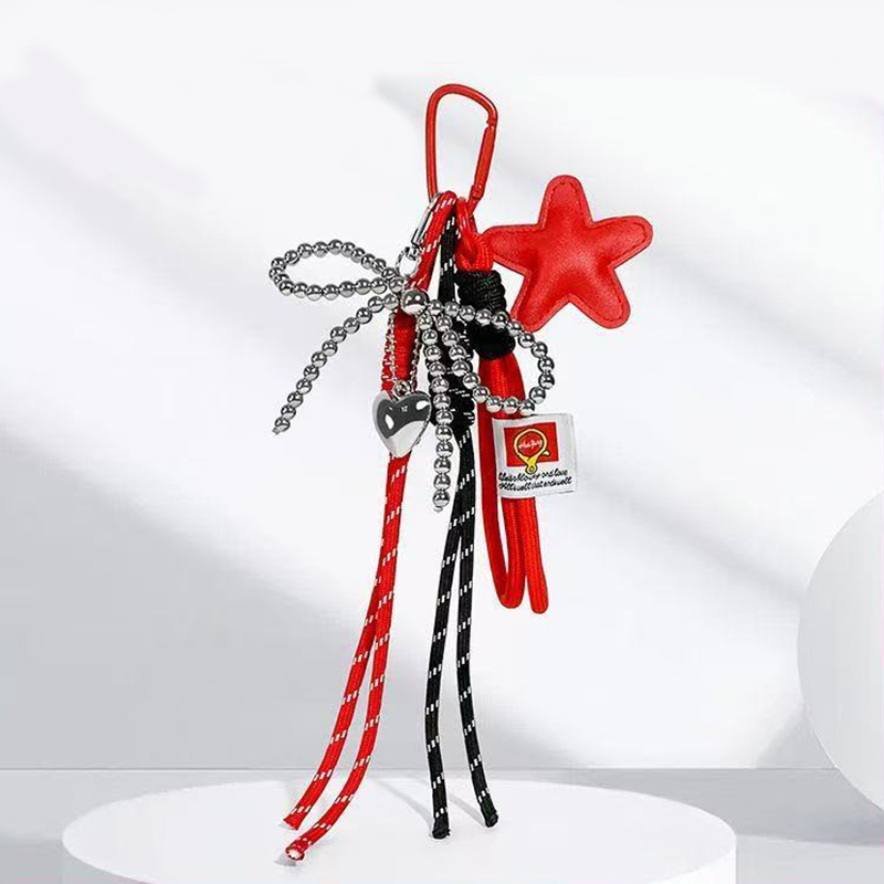Trendy Bag Hanging Charm Bowknot Star Key Ring Versatile Keychain Pendant Exquisite Backpack Decoration Accessories Gifts