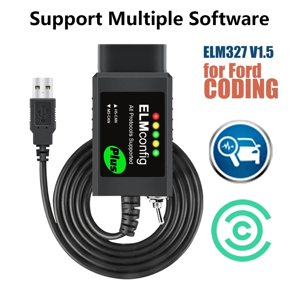 Para ford forscan usb obd2 elm327 v1.5 com interruptor ch340 pic18f25k80 chip forscan foccus hs pode e ms pode ferramenta de diagnóstico do carro
