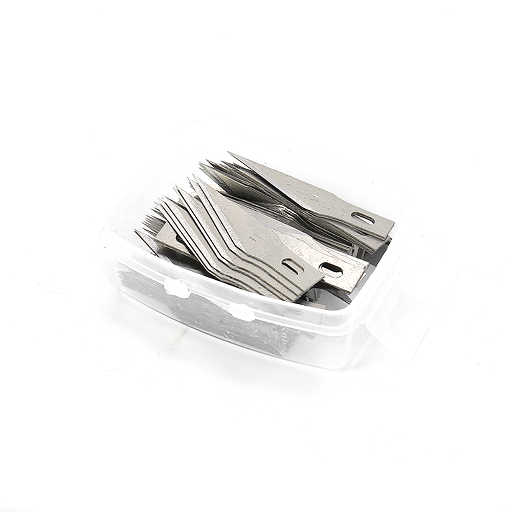 100/50pcs Lame Lame per incisione in acciaio inossidabile Lama in metallo Lama per intaglio del legno S S Urgical S Calpel Craft Argento