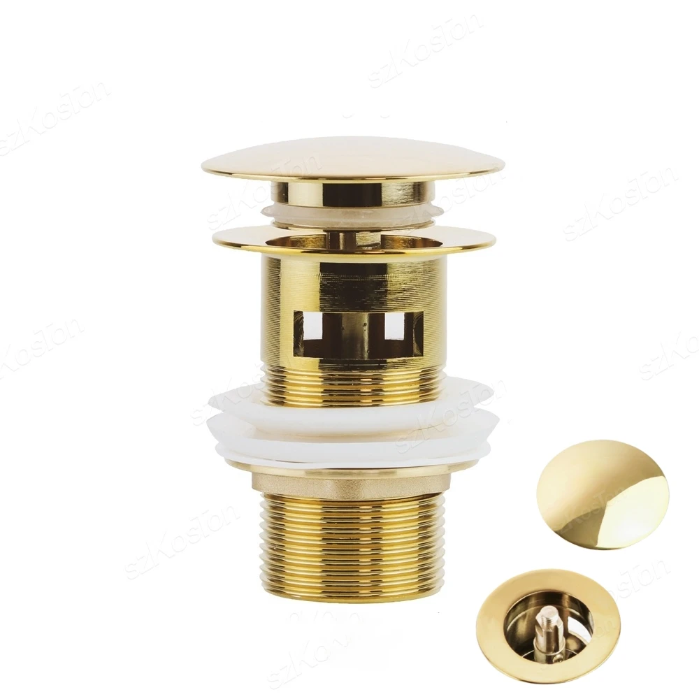 Gold Pop Up ปุ่มท่อระบายน้ําห้องน้ําอ่างล้างจานปลั๊ก Drainer Siphon ขยะอ่างล้างหน้าก๊อกน้ําอุปกรณ์เสริมอ่างล้างหน้าท่อสีดํา