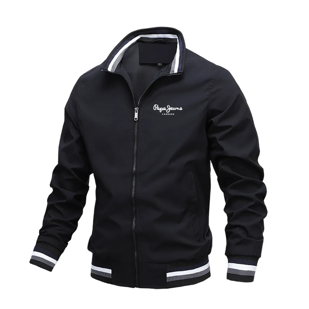 Outono e inverno masculino gola casual jaqueta com zíper esportes ao ar livre casaco blusão jaqueta para homem à prova dwaterproof água bombardeiro