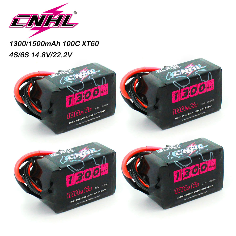 4 шт. CNHL 4S 6S 14,8 В 22,2 В Lipo аккумулятор 1300 мАч 1500 мАч 100C с разъемом XT60 для RC FPV Самолет Квадрокоптер Вертолет Дрон