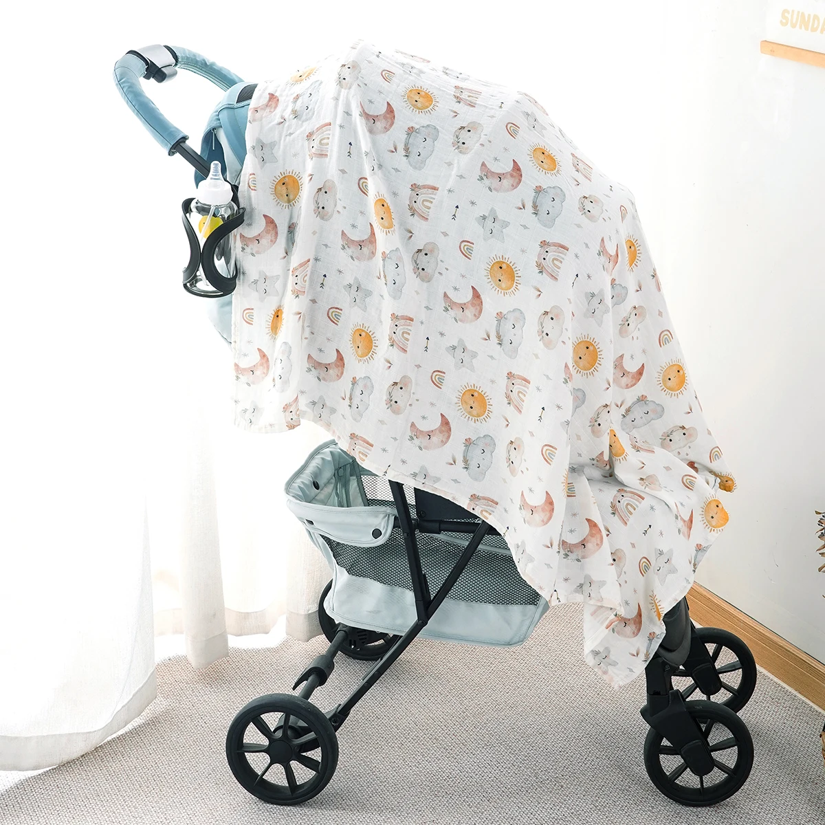 HappyFlute 1pc Super Soft Baby Muslin Blanket Digital Print  Baby Swaddle  Baby Wrap 120*110CM