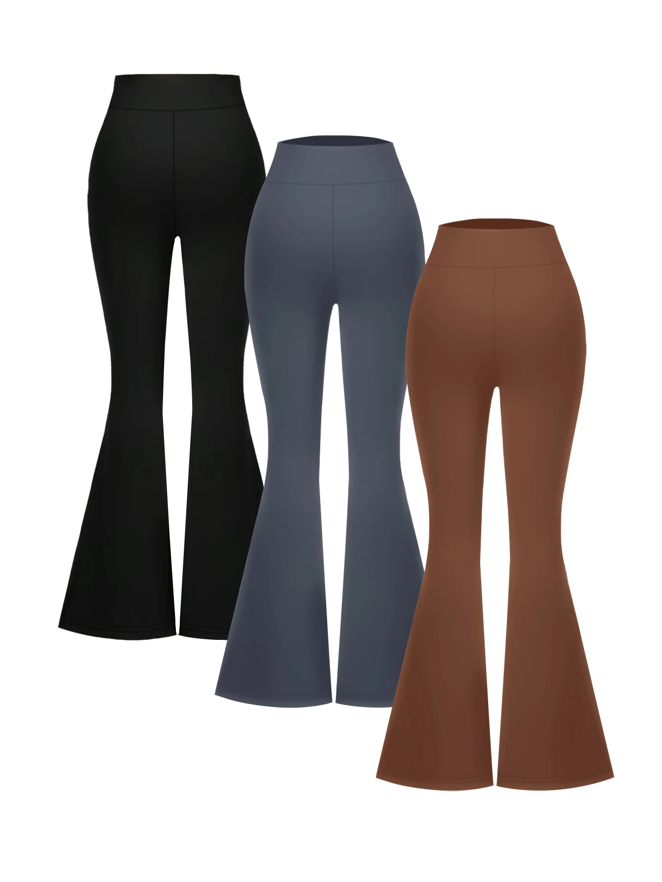 Spring and summer solid color bell bottom pants, women's casual high waisted taboo pants, elastic waistband