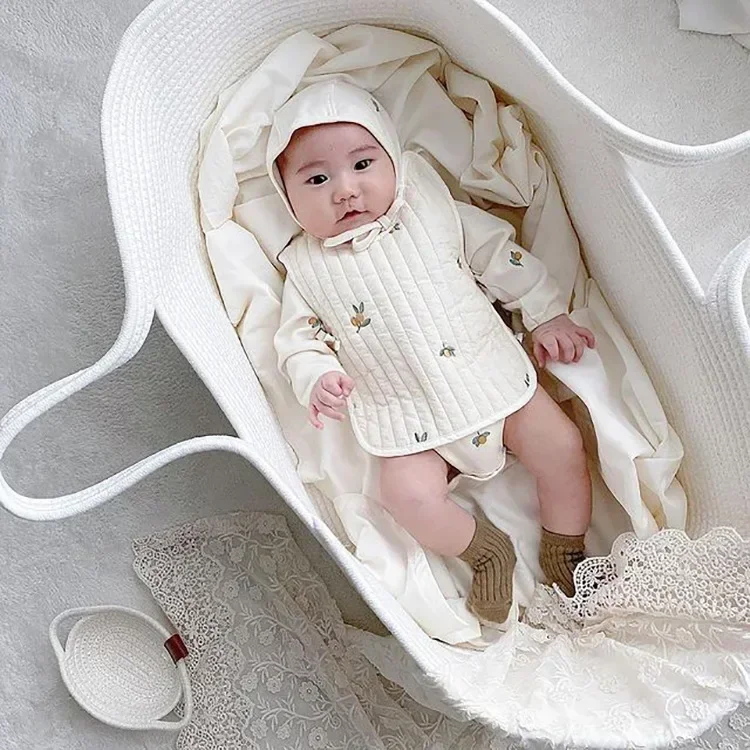 Portátil bebê moses cesta transportadora corda de algodão tecido berço cama berço berço berço berço berço berço do berçário decoração cunas para el bebe