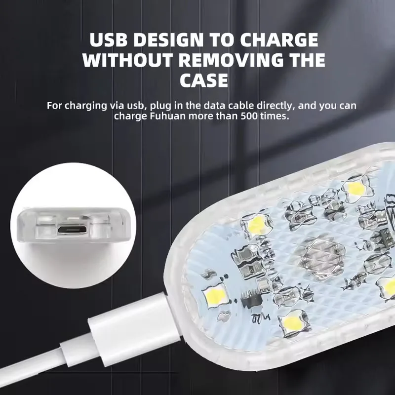 1/2/4pc mini carro led luz de carregamento usb lâmpada iluminação interior para caixa apoio braço interruptor toque lâmpada leitura magnética pé luz