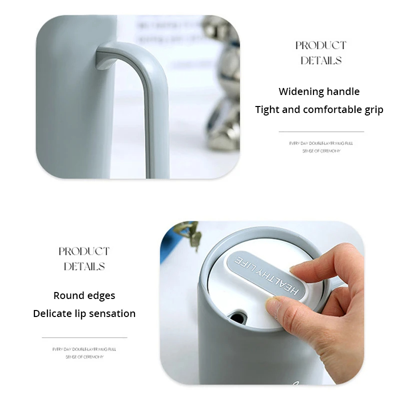 1pc Grau Kreative PP Liner Trinkbecher Tragbare Büro Große Kapazität Dachte Milch Kaffee Tasse Geschenk Für Küche Reise inländischen