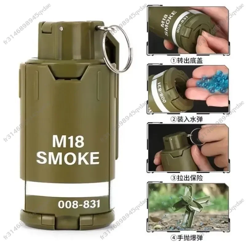 Outdoors Fun Kids Toys Funny Gift M18 Hand Grenade Pump Thrown Plastic Explosion Pump for 6mm-8mm Water Gel Ball Airsoft 6mm Bb